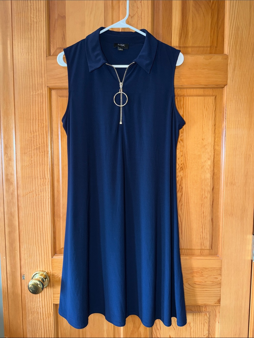 MSK Navy Sleeveless Collared Dress